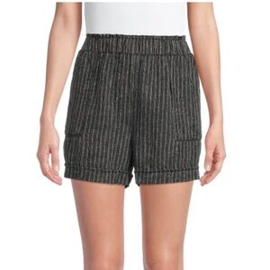 Time and Tru Black with White Stripes Linen Shorts